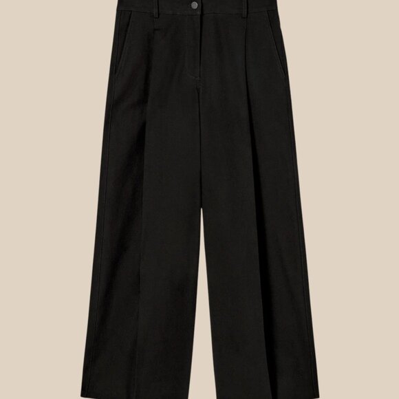 NWT Women's M.M. LAFLEUR The Harrison Wide Pleated Jean Black | Size 8 - Picture 4 of 11